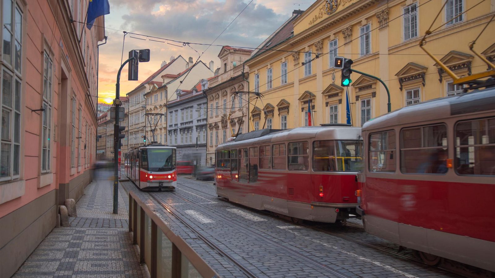 Prague metro station with iconic dome-pattern walls